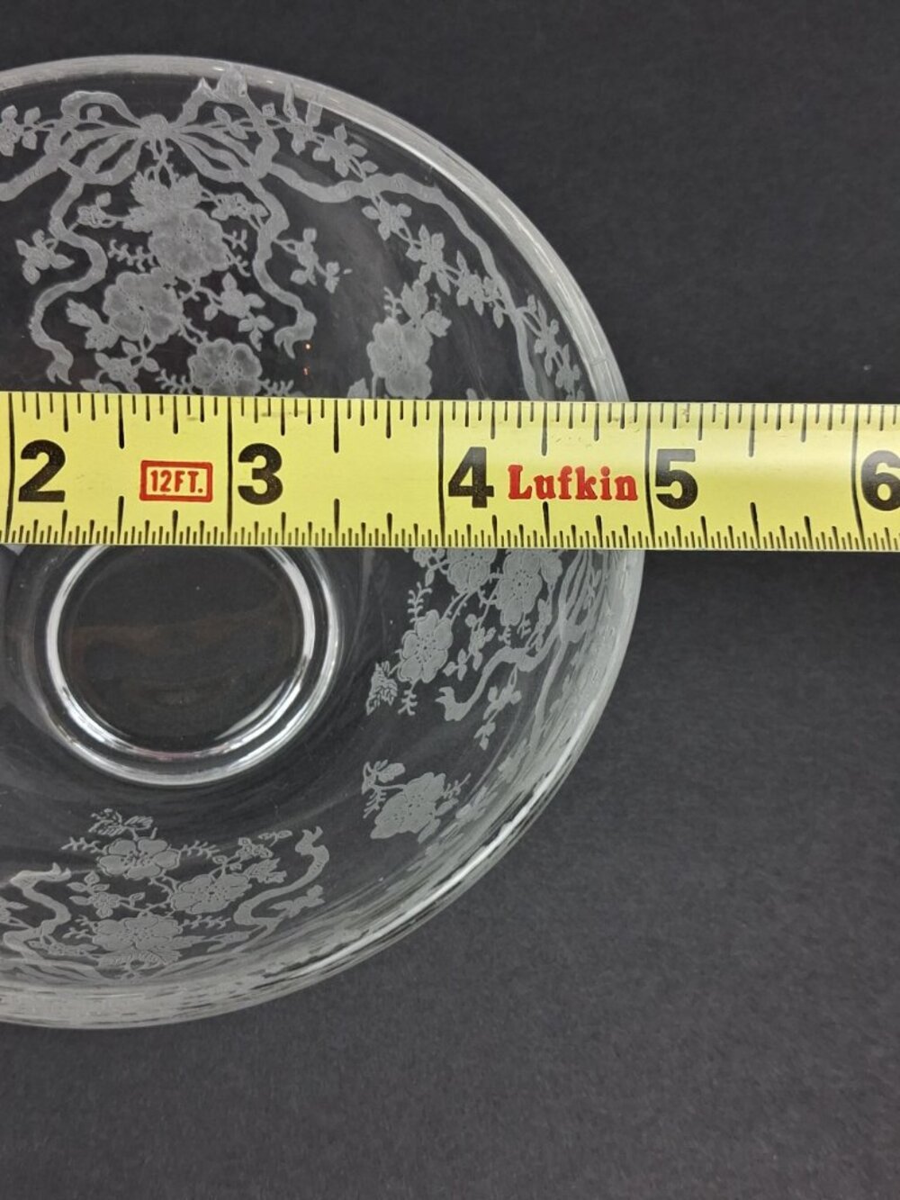 VTG 1940's Fostoria Romance Etched Crystal Mayonnaise Set Florals & Ribbons - Picture 4 of 12